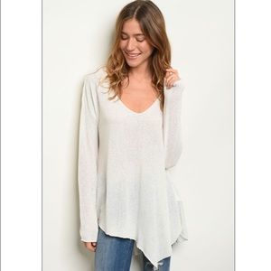 Ivory Fall/Winter Knitted V-Neck Top
